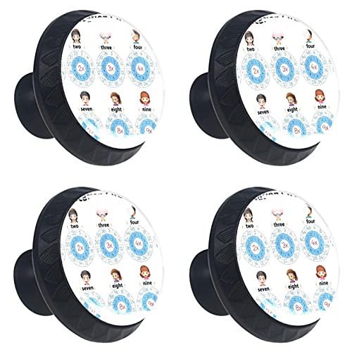 Cercles de multiplication sur lot de 4 boutons de tiroir au design multicolore - 2