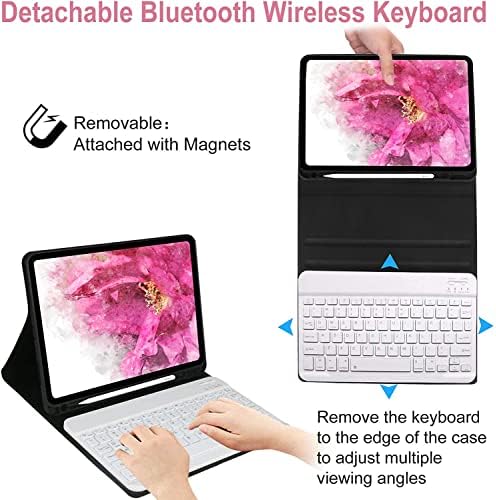 JADEMALL iPad 9.7 Keyboard Case for iPad 6th Gen 2018/iPad 5th Gen 2017/iPad Pro 9.7/ iPad Air 2/ iPad Air 1, Case with Pencil Holder, Magnetically Detachable Wireless Keyboard, Rose Gold