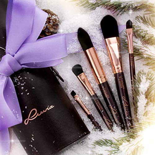 EXCLUSIVE : Professional Make up Brushes, “Golden Queen” 15 Brush Set including Satin Tube by LUVIA COSMETICS - Image 2