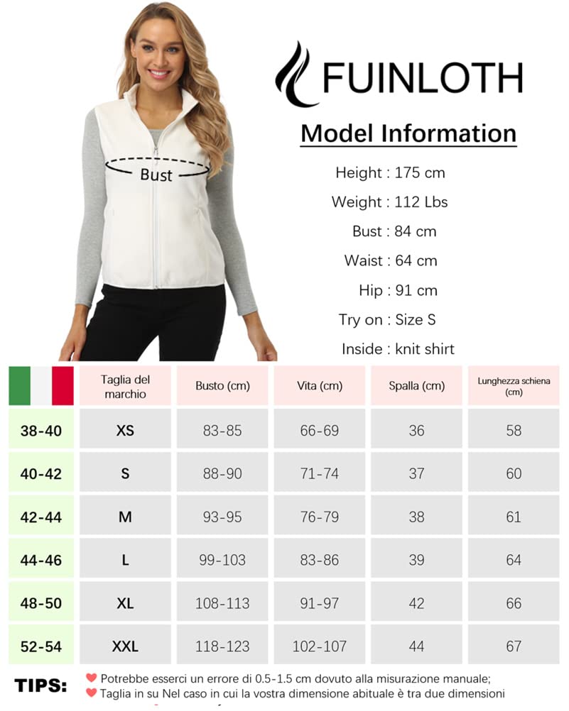 fuinloth Gilet Donna in Pile Smanicato Elegante Invernale Sportivo con Tasca Gilet Termico con Cerniera Senza Maniche Giacca