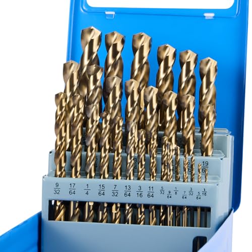 Drill Bit Set 29Pc, Cobalt Twist Drill 1/16"-1/2", M35 High Speed Steel ...