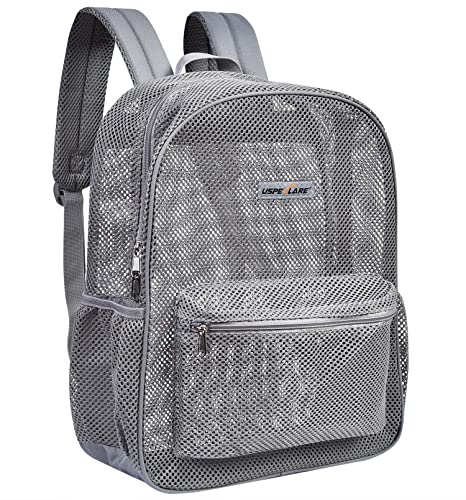 Uspeclare Heavy Duty Semi-Transparent Mesh Backpack，See Through College Student Backpack (Grey) #TOP1