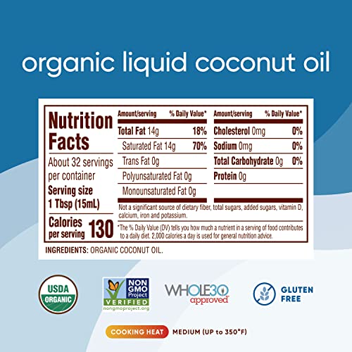 Nutiva Organic Liquid Fractionated Coconut Oil, 16 Ounces - Usda Organic, Non-Gmo, Non-Bpa, Vegan, Keto, Paleo, Use For Cooking Or Moisturizer For Skin, Massage And Hair #TOP1