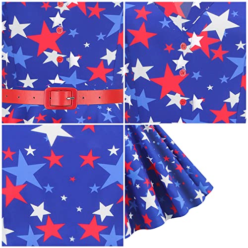 Image of 1950s Dresses for Women Vintage Rockabilly Retro Short Sleeve Tie Midi Dress Cocktail Party Evening Prom Gown