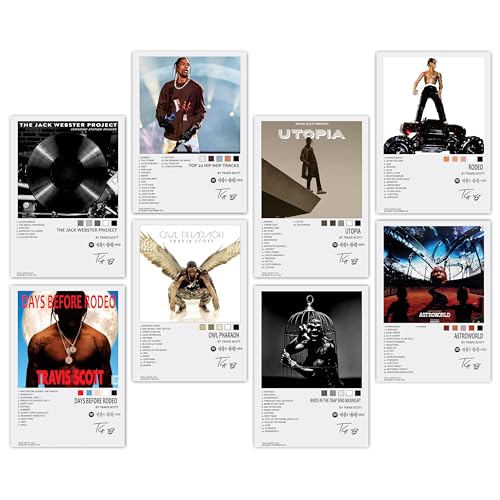 Image of Wonder Hub Wall Posters 8x12 inch (A4 Size) Included Self Adhesive on Back Wall Decor Posters Wall Art For Bedroom, Living room, Office, Dining Room (Travis Scott)