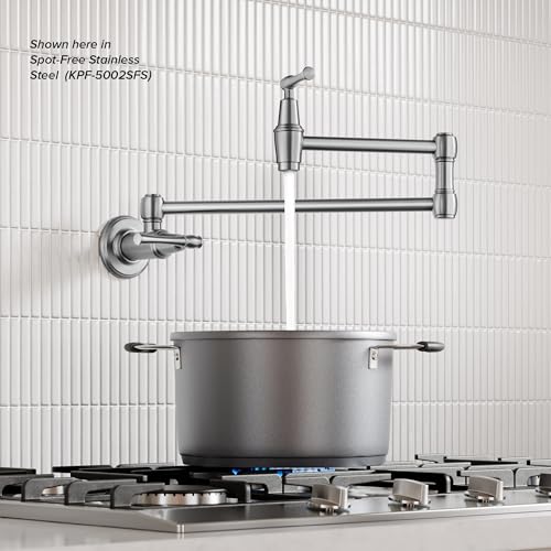 KRAUS Allyn Pot Filler Faucet with Retractable Arm, Wall Mount Kitchen Faucet, Pot Filler for Stove in Spot-Free Antique Champagne Bronze, KPF-5002MB by Kraus - Used condition - Image 2