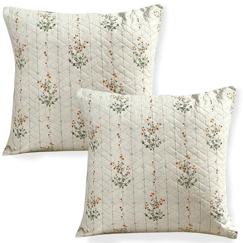 Image of HOKIPO Printed Cushion Cover 22x22 in, Light Green Ash Gypsy Flower