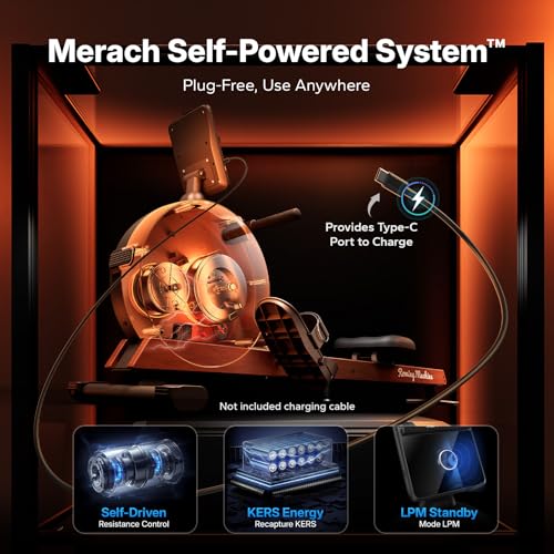 MERACH Pro-Grade Rowing Machines for Home, Smart Magnetic Rowing Machine with Self-Generation, Double Resistance and 400 LBS MAX Load, Wooden Tracks for Silent Sliding, MERACH App 1000+ Course & Games - Image 4