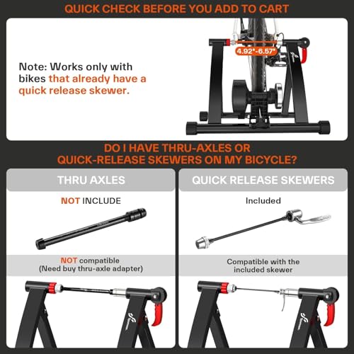 Sportneer Bike Trainer - Magnetic Stationary Bike Stand for 26-28" & 700C Wheels - Adjustable 6 Level Resistance Bike Trainer Stand for Indoor Riding with Quick Release Lever & Front Wheel Riser Block