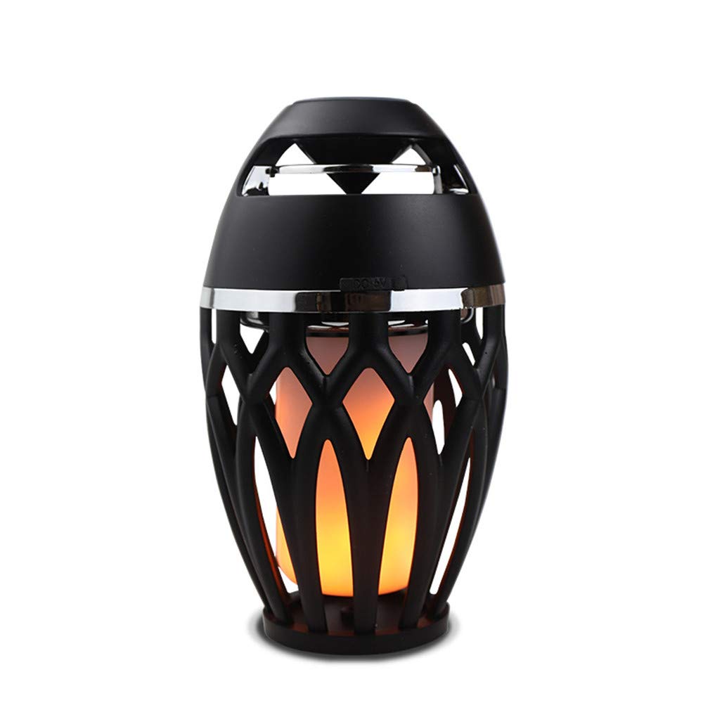 Hchao Flame Light Bluetooth Speaker, Waterproof Landscape Lighting, Bright Flame Light, Hifi High-Fidelity Sound Quality, Suitable for Gardens, Camping Parties, Black.