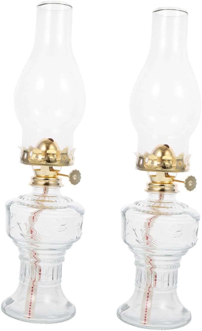 2pcs Vintage Glass Kerosene Lamp Retro Oil Lamp for Home Decor Buddha Style Indoor Lighting Unique Glass Shade Easy to Use and Install for Festive Celebrations Random Style