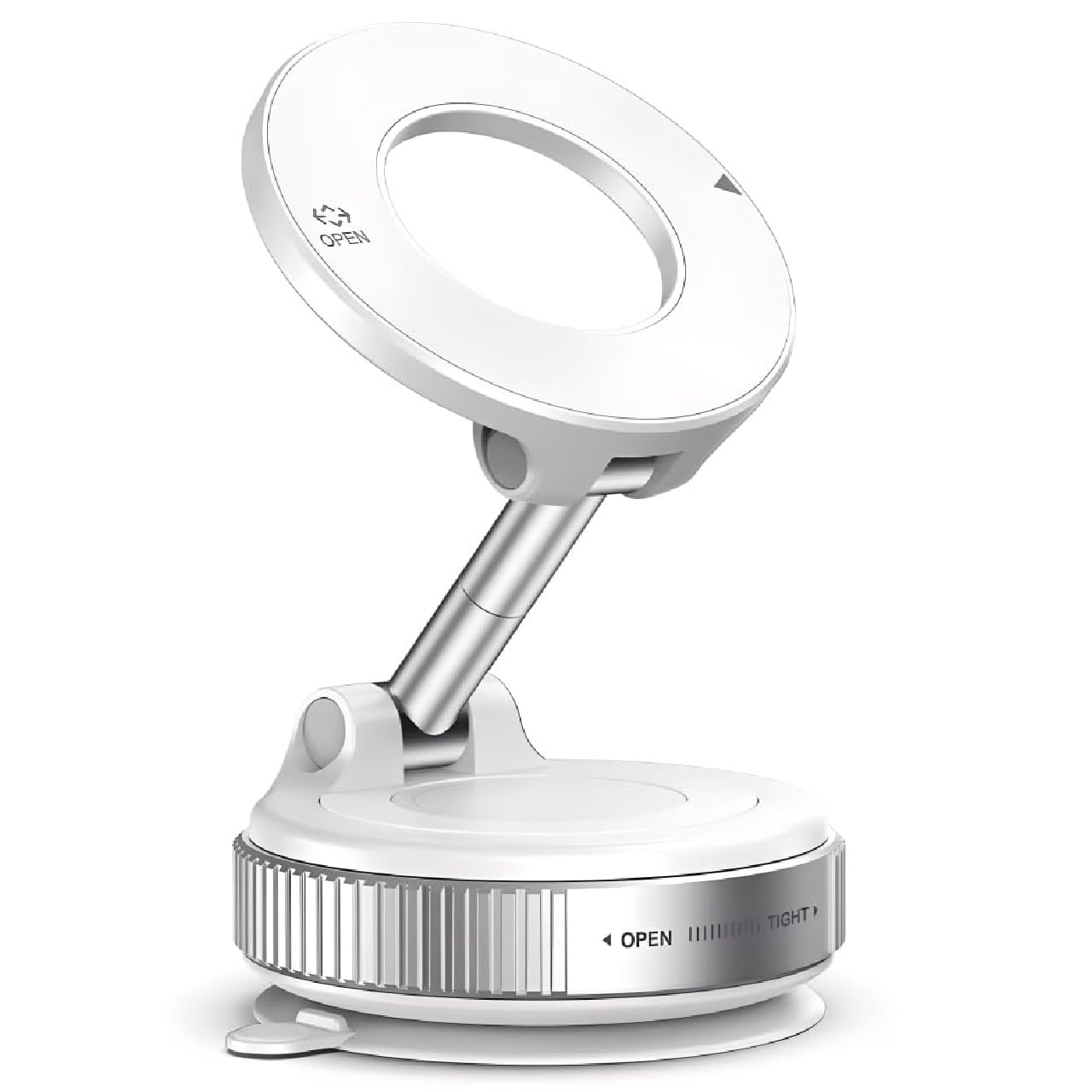 360° Vacuum Magnetic Phone Holder for Car | Strong Suction Cup Mobile Holder with 24×N55 Magnets | Hands-Free Magnetic Car Mount for Dashboard | Universal Mobile Holder - White-image-36