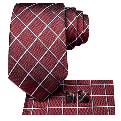 Image of Hi-Tie Men 63inches Tie Set Extra Long Necktie Paisley Tie Pocket Suqare Cufflinks Big and Tall Men Tie
