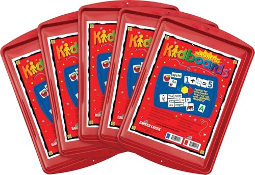Barker Creek Learning Magnets, Red Kidboard 5-Pack, These Magnetic-Receptive Trays are Colorful, Durable, and Perfectly Sized to Fit on Children's Desks an Laps, 9" x 13" 5-Pack (2913-05)