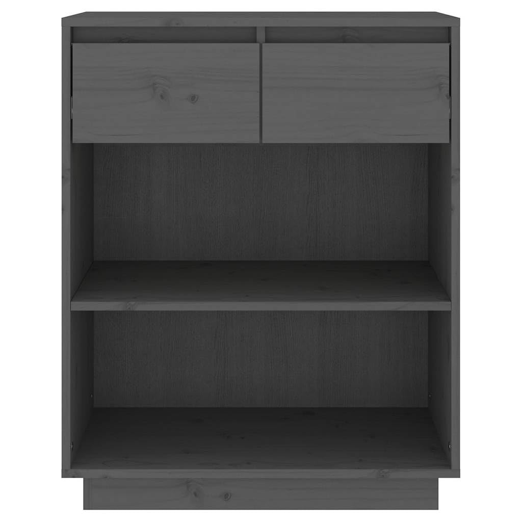 Szafka na konsolę szara 60 x 34 x 75 cm, lite drewno sosnowe