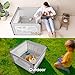 EHEYCIGA 42x42x26 Inches Puppy Playpen Without Top Cover for Dogs & Cats Indoor or Outdoor - Dog Playpen with Door, Dog Fence for Small Animal with Heavy-Duty Oxford & Steel Frame, Sliver Grey