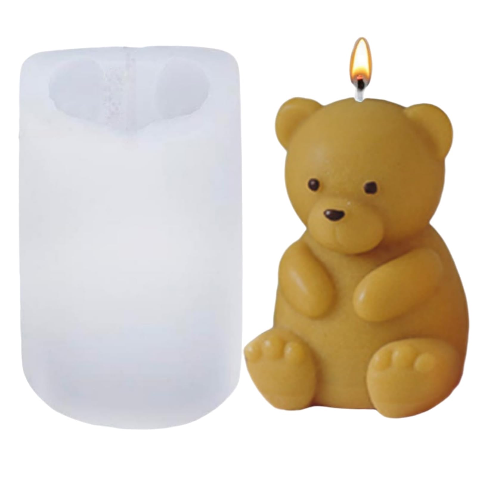 SOFTCREATO 3D Teddy Bear Shape Silicone Candle Mold I 3D Cute Animal Cub Silicone Epoxy Mould I Bear Candle Mould Baby Bear Silicone Mould DIY Chocolate, Cake Decor, Soap, Resin Art Craft Making