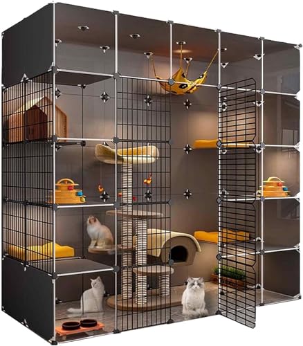 Cages d'intérieur pour chats pour éviter les dégâts grand habitat transparent 2 étages