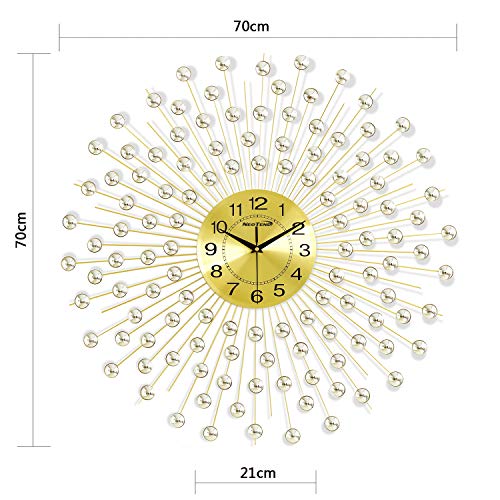 NEOTEND Modern Wall Clock Non Ticking Large Decorative Wall Clock for Bedroom 3D Silent Clock - Thumbnail 2