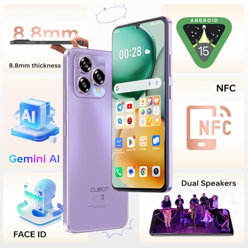 Cubot A40 Smartphone Android 15, 6.88" 120Hz Telefono Cellulare, 12GB+256GB/1TB Cellulari E Smartphone, 48MP+16MP Telefoni, 5100Mah Batteria, 4G Dual Sim/Nfc/Face Id/Otg/Gps/Doppio Altoparlante - 6