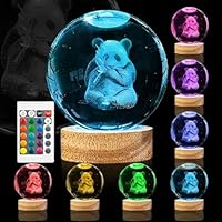 3D Crystal Ball Night Light 16 Colours Panda Lamp 80 mm USB Panda Lamp Glass Ball with Wooden Base Snow Globe Glass Laser Engraving Gift for Women Children Friends Family