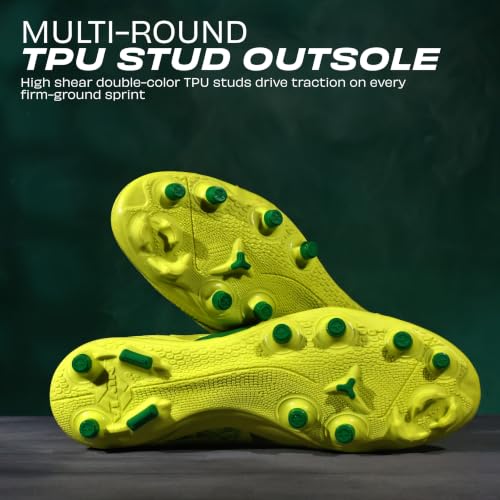 Image of Nivia Ashtang 3.0 Football Studs for Men, TPU Fusion Upper, 3D Emboss Control Texture, Knitted Collar, TPU Multi-Round Stud Outsole, Firm Ground Football Shoes