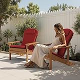 Crestlive 50x20 Inch Adirondack Chair Cushion with Headrest, Water Repellent, Fade Resistant, High Back Outdoor Rocking Chair Cushion for Patio, Chili