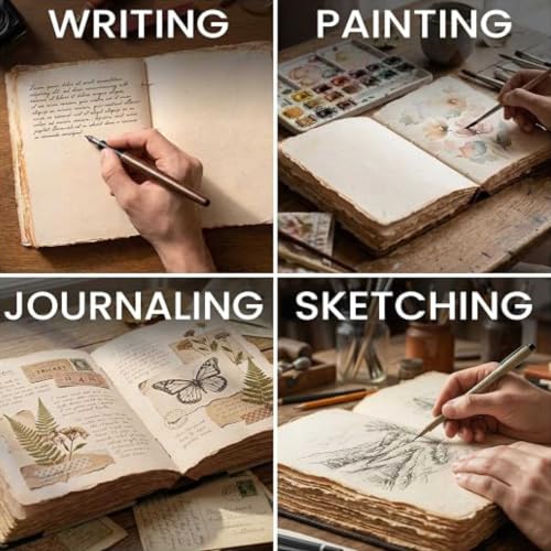 Image of Leather Journal with Digital Print Hardcover Writing Notebook for Women & Men,Vintage Leather Unlined Travel Journal, Artistic Sketchbook (5X7)