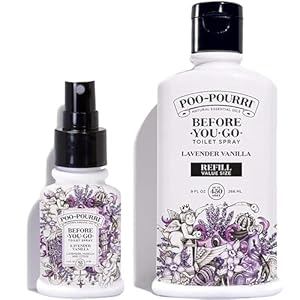 Poo-Pourri Lavender Vanilla 9-Ounce Refill Bottle and 1.4-Ounce Refillable Bottle Lavender Vanilla