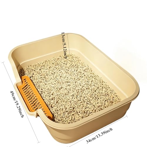 Arenero para gatos extra grande con entrada baja beige miniatura 2