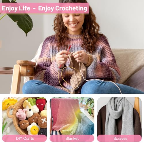 Image of Aeelike Interchangeable Tunisian Crochet Hooks Set, 12 Sizes Colorful Tunisian Crochet Hooks Set with 4 Cables 3.0mm - 10.0mm Smooth Ergonomic Hook for Making Blanket Scarves, Ideal Gift