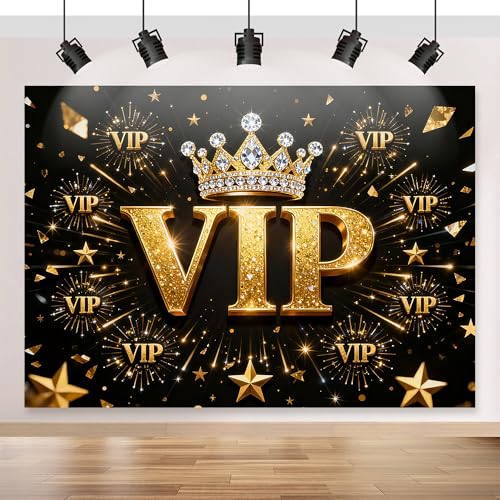 VIP Photography Backdrop 7×5FT, Red Carpet Event Backdrop, Black Gold