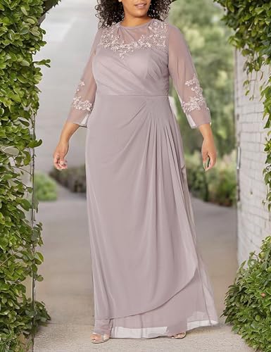 Image of Alex Evenings Womens Plus Size Long Sleeve Sweetheart Neckline Dress