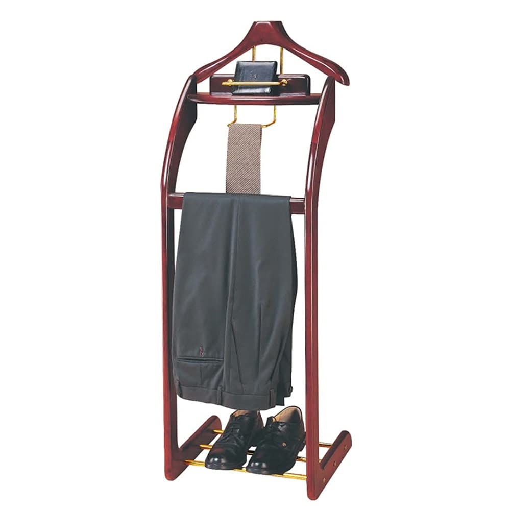 YNBSHGAA Wooden Clothes Rack Wardrobe Valet Stand Suit Garment Valet Stand for Hotels Dormitory Office 17 Styles,Style#b