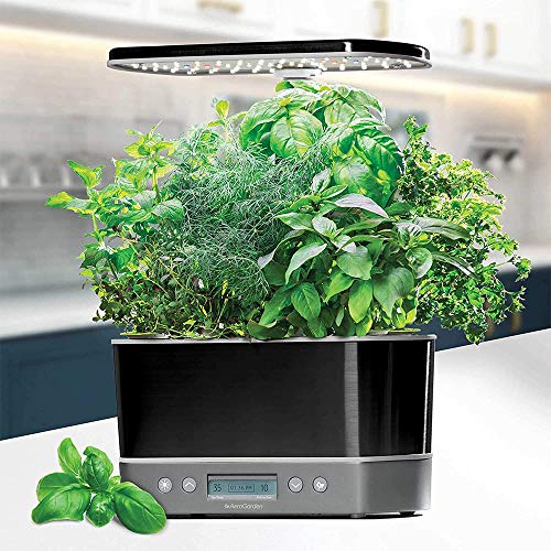 Image of AeroGarden Harvest Elite Indoor Garden Hydroponic System with LED Grow Light and Seed Kit, Holds up to 6 Pods, Platinum Stainless