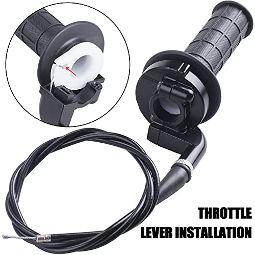 Throttle Handle+Right Brake Lever, Handle, Brake Cable, Throttle Cable Compatible With Mb165 Mb200 196Cc 200Cc 5.5Hp 6.5Hp Doodlebug Bike, Xr80 Xr100 Crf70 Crf80 Crf100 Pit Dirt Motor Bike Mini Bike #TOP5