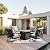 Grand patio 5-Piece Patio Furniture Set with 29-Inch CSA Approved Woodgrain Propane Gas Fire Pit Table Outdoor Rocking Chairs with Gray Olefin Cushions for Dining Party