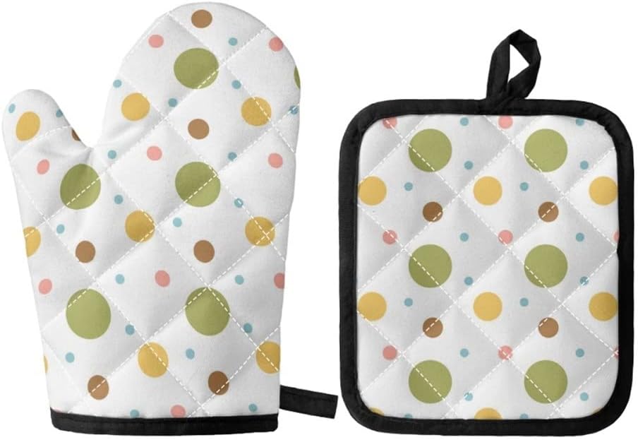 Heat Resistant Baking Mitts Pot Holder Set Non-Slip Kitchen Gloves Cooking