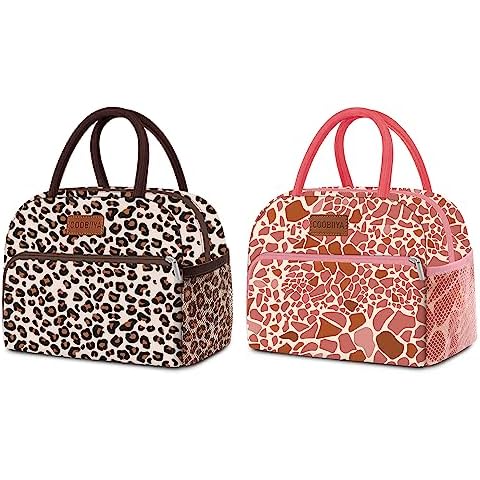 Leopard Cute Lunch Box Bags for Women, Insulated Reusable Lunch Bag Cooler Tote Box Meal Prep for Adult Men Work Office Picnic or Travel(pink Leopard) Cover