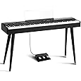 88 Key Digital Piano Weighted Keyboard, Electric Piano for Beginners Acrylic Music Stand, Triple Pedal, USB-MIDI Connectivity Retro Wood Design Studio Quality Home Use