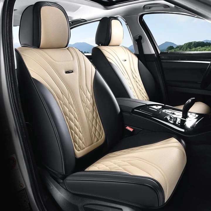Image of Coverado Car Seat Covers, Car Seat Covers Front Seats, 2-Pack Front Seat Cover, Nappa Leather Waterproof Seat Covers, Car Seat Protectors, Automotive Seat Covers Universal Fit for Most Vehicles