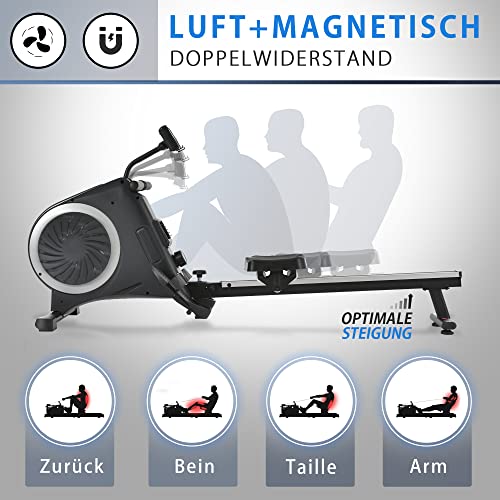 Merax Rudergeräte, Luft+Magnetisches Rudergerät für den Heimgebrauch, Faltbares Rudergerät mit 8-stufig einstellbarem… – Bild 5