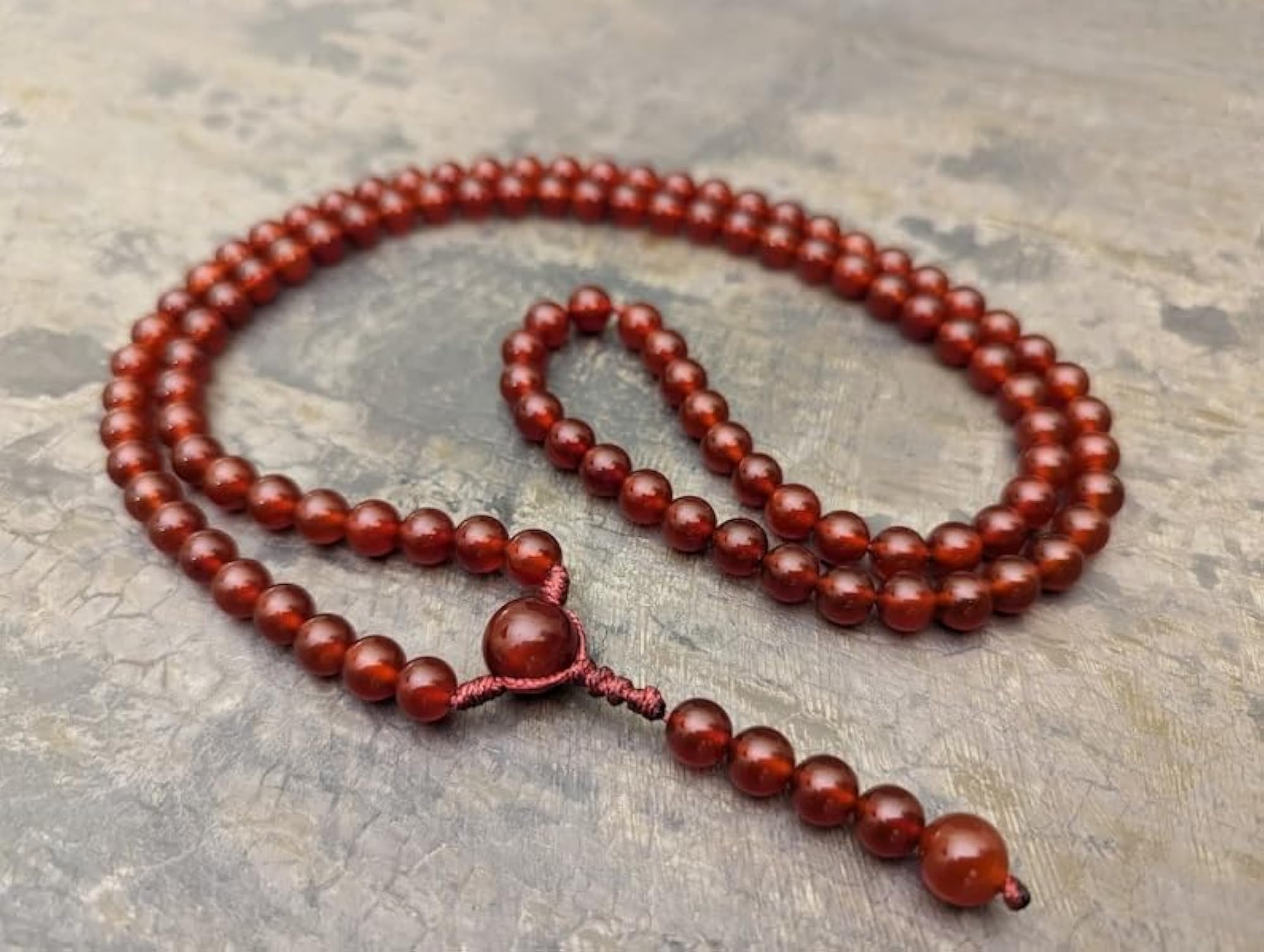 Natural Carnelian 10MM Round Beaded Handmade Prayer Mala Necklace