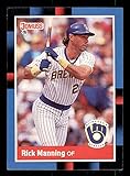 1988 Donruss #486 Rick Manning Milwaukee Brewers Official Baseball Card in Raw (EX or Better) Condition