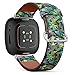 CJBROES Replacement Leather Watch Band, Compatible with Fitbit Versa 3 and Fitbit Sense of Wristband Bracelet Accessory - Geometric Grunge