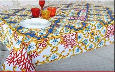 Chiffon Tableau Couvrant Cuisine En 100% Coton Impression Numérique Dessin Océan