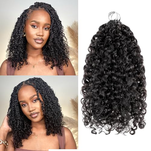 Afro Kinky Curly Human Crochet Hair Extensions Pre-Sparated Multi-Textured Kinky Curly Feather Crochet Human Twist Braiding Hair For Black Women (120 Gram, 18 Inch)