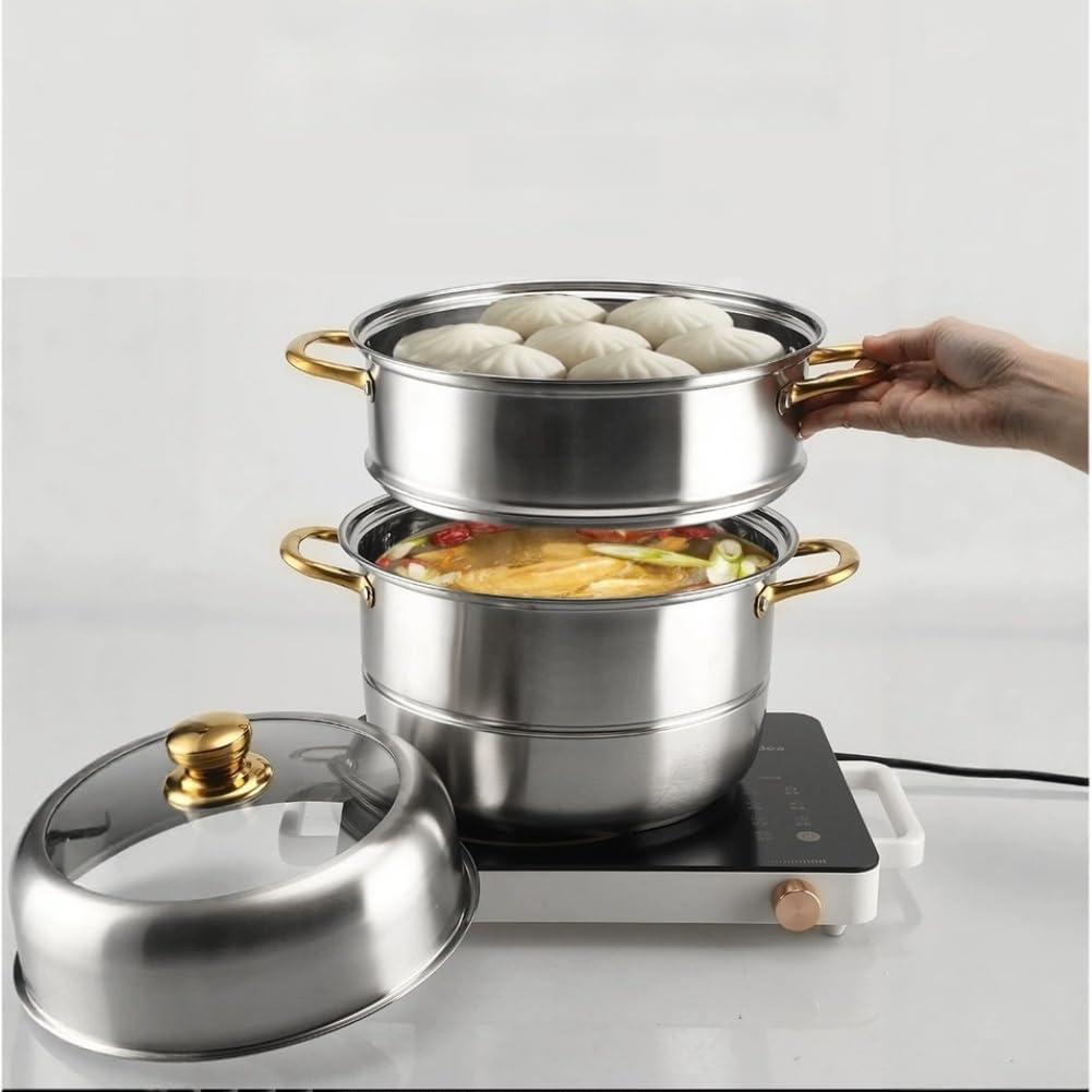 9.5L Stainless Steel Steamer Pot 2-Tier Induction(2 floors)
