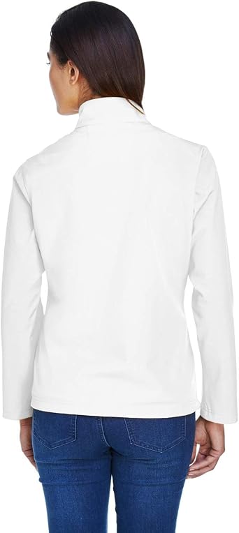TEAM 365 Ladies Leader Soft Shell Jacket, White, X-Small