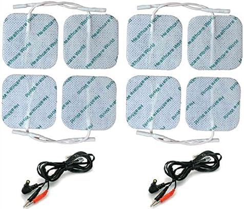 TENS Electrode Pads 5x5cm Square (8 Pack) – Self-Adhesive Replacement Pads with Connection Leads – Compatible with TensCare, Neurotrac, Auvon & Elle TENS Machines